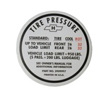 1967 Camaro Tire Pressure Decal, SS 350/396, Build Date After 11-16-66, 3909997 | Camaro Central