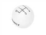White 4 Speed Shifter Knob Ball, 3/8 Inch Coarse Thread, Hurst Logo On The Sides