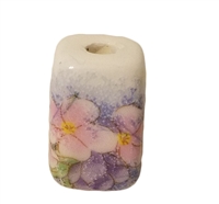 19mm Rectangular Painted Floral Ceramic Beads 4ct Bag