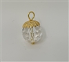 12mm Gold Filigree Capped Clear Crystal Faceted Round Acrylic Pendants, 4 ct Bag