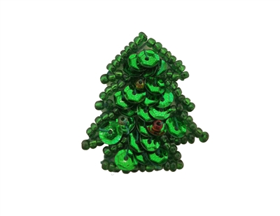 Miniature Christmas Tree Beaded Sequined Sew-On Applique