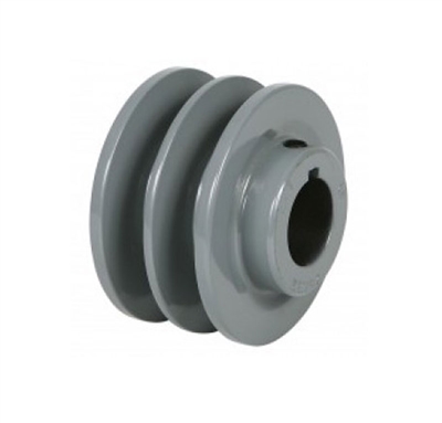 2AK-20 7/8" Bore Solid Sheave Pulley with 2" OD , Hex set screws 2 grooves  for V-belts size 4L, 3L  2AK  (OD 2"- ID 7/8")