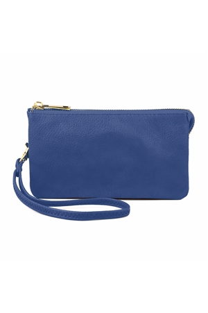 S24-5-1-005RBL- LEATHER WALLET WITH DETACHABLE WRISTLET  - ROYAL BLUE /1PC