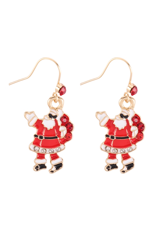 S4-6-4-21971X - CHRISTMAS SANTA CLAUS EARRINGS - GOLD RED/1PC