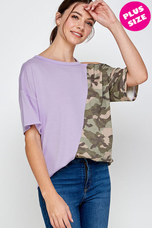 C10-A-1-WT2415X LAVENDER OLIVE CAMOUFLAGE PLUS SIZE TOP 2-2-2 (NOW $5.00 ONLY!)