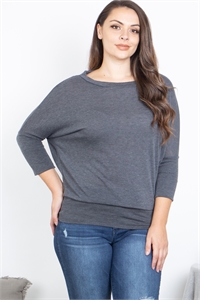 S16-8-1-T3478X-DARK CHARCOAL PLUS SIZE DOLMAN SLEEVE TOP 2-2-2 (NOW $3.50 ONLY!)