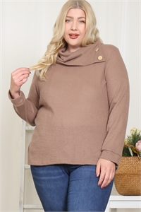 C70-A-1-T5018X-BROWN PLUS SIZE BUTTON DETAIL RIB TOP 2-2-2 (NOW $7.75 ONLY!)
