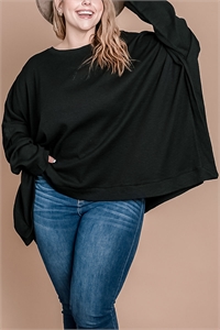 SA3-5-3-T63118X-BLACK PLUS SIZE OVERSIZED PULLOVER TOP 3-2-2