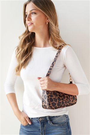 S18-12-1-HDG3444LEO - CONVERTIBLE LEATHER CROCODILE TEXTURED SHOULDER BAG, SLING BAG, POUCH-LEOPARD/3PCS (NOW $6.00 ONLY!)