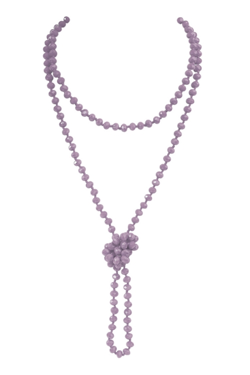 S20-7-2-HDN2209AM LAVENDER LONGLINE HAND KNOTTED NECKLACE/6PCS