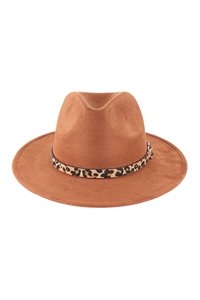 S18-2-5-HDT3328CHO - CHOCO FASHION BRIM HAT WITH LEOPARD ACCENT/6PCS (NOW $3.50 ONLY!)