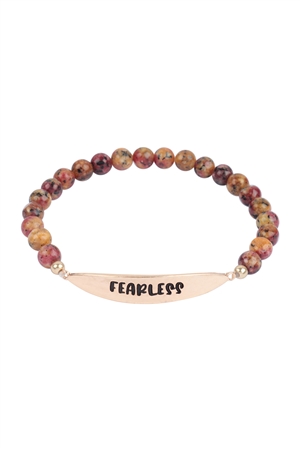 S1-1-3-MB7973BRW - FEARLESS NATURAL STONE STRETCH BRACELET-BROWN/1PC (NOW $3.25 ONLY!)