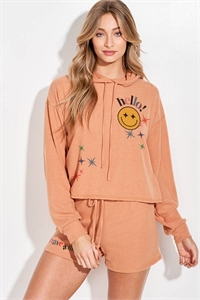 S38-1-1-PL-TB118S2050-APRCT - HELLO SMILE FACE HOODIE LOUNGE WEAR SET- APRICOT 2-2-2