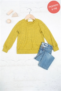 S8-1-4-YMT20015TK-MU - KIDS LONG SLEEVE ROUND NECK PULLOVER TOP- MUSTARD 1-1-1-1-1-1-1-1 (NOW $5.75 ONLY!)