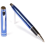 D202 Series Promotional Blue Rollerball Point Pen and Stylus with an aluminum body - Lanier Pens