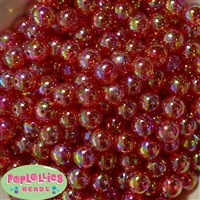 12mm Red Clear AB Finish Miracle Acrylic Bubblegum Beads