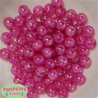 12mm Hot Pink Crackle Bubblegum Beads sold in packages of 50 beads