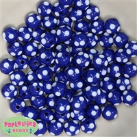 12mm Royal Blue Polka Dot Bubblegum Beads sold in packages of 50 beads