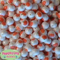 12mm Pumpkin Print Bubblegum Beads