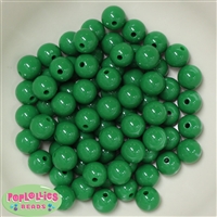 12mm Emerald Green Solid Acrylic Bubblegum Beads