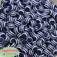 12mm Navy Blue Stripe Bubblegum Beads