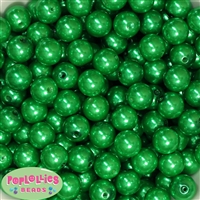 14mm Christmas Green Faux Pearl Acrylic Beads