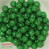 14mm Christmas Green Rhinestone Bubblegum Beads