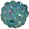 14mm Mint Rhinestone Bubblegum Beads