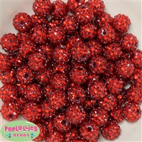 14mm Red Rhinestone Bubblegum Beads