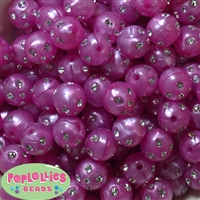 16mm Hot Pink Bling Pearl Beads 20pc