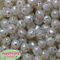 16mm White Bling Pearl Beads 20pc