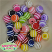 16mm Mixed Color Stripe Beads 40pc.
