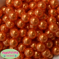 16mm Deep Orange Faux Acrylic Pearl Bubblegum Beads