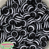 16mm Black Stripe Resin Bubblegum Beads
