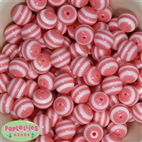 16mm Pink Stripe Resin Bubblegum Beads