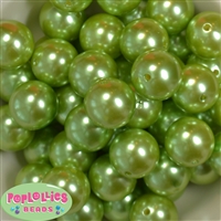 24mm Lime Green Faux Pearl Bubblegum Beads