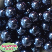24mm Navy Blue Faux Pearl Bubblegum Beads