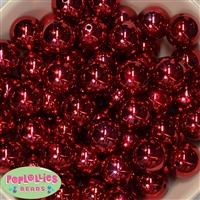 20mm Red Mirror Acrylic Bubblegum Beads