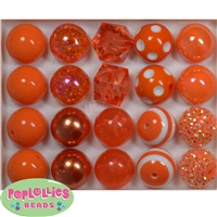 20mm Orange Mixed Bubblegum Beads
