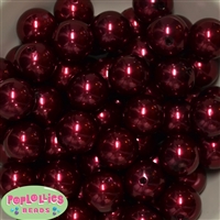 20mm Burgundy Faux Pearl Acrylic Bubblegum Beads