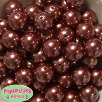 20mm Nutmeg Brown Faux Acrylic Pearl Bubblegum Beads Bulk