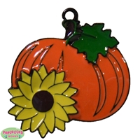 Fall Sunflower Pumpkin Enamel Pendant