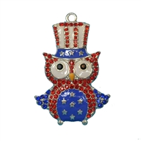 38mm x 50mm Rhinestone Patriotic American Owl Pendant