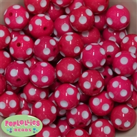 20mm Hot Pink Polka Dot Bubblegum Beads Bulk