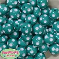 20mm Teal Green Polka Dot Bubblegum Beads