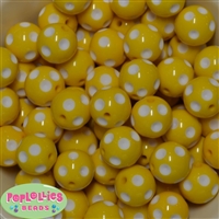 20mm Yellow Polka Dot Bubblegum Beads