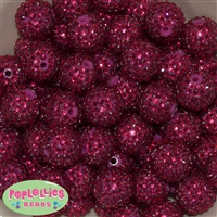 20mm Boysenberry  Rhinestone Bubblegum Beads Bulk
