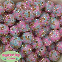 20mm Unicorn Confetti Rhinestone Bubblegum Beads Bulk