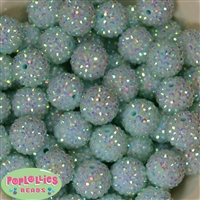 20mm Pale Mint Rhinestone Bubblegum Beads Bulk