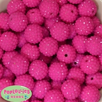 20mm Neon Pink Rhinestone Bubblegum Beads Bulk